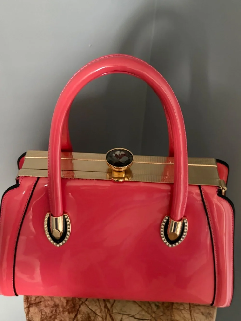 Boutique Hot Pink, Patten Framed Satchel Bag.